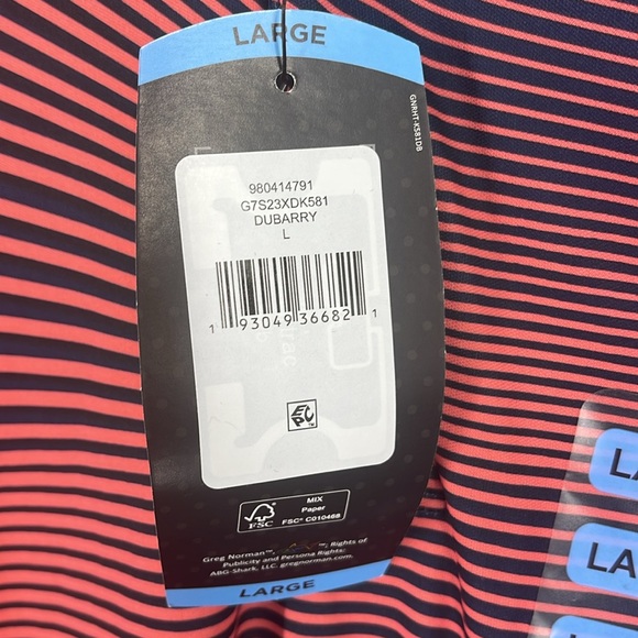 Greg Norman Dubarry short sleeve striped multi color shirt men’s Large golf polo - Picture 7 of 12